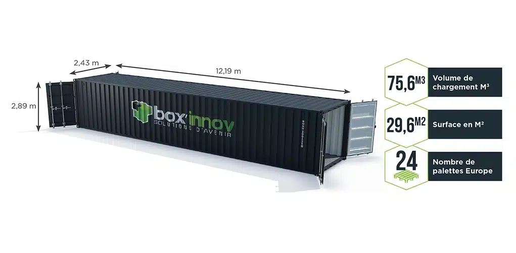 dimensions Container maritime 40 pieds high cube et double porte dispo à l'achat.